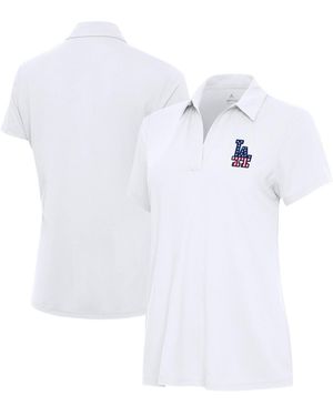 Antigua Los Angeles Dodgers Independence Day Patriotic Logo Era Polo - White