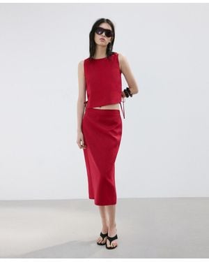 Mango Bows Linen Top - Red