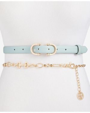 Giani Bernini 2 For 1 Set Horsebit Chain And Horsebit Buckle Belt - White