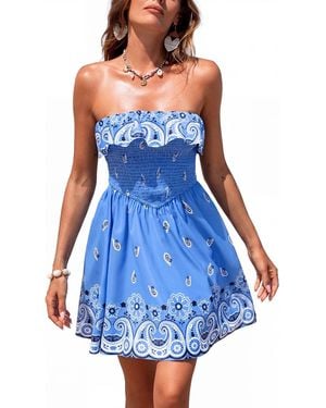 CUPSHE Handkerchief Paisly Mini Beach Dress - Blue
