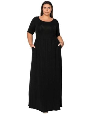 L I V D Plus Size Eva Pocket Maxi Dress - Black