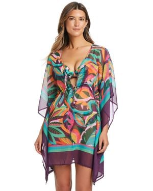 Bleu Rod Beattie Chiffon Deep V-neck Caftan - Multicolor