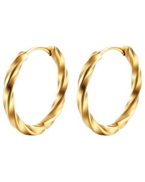 Rebl Jewelry Twisted Hoop Stainless Steel Earrings - Metallic