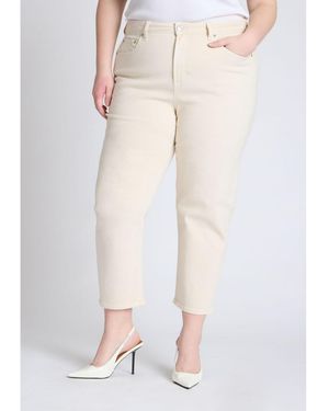 Eloquii Plus Size The Naomi Comfort Stretch Straight Crop Jean - Natural