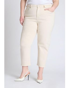 Eloquii Plus Size The Naomi Comfort Stretch Straight Crop Jean - Natural