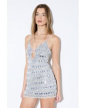 MissPap Heavyweight Embellished Mini Dress - White