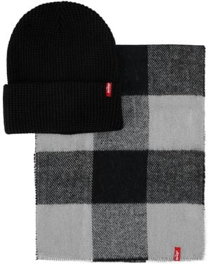 Levi's 2-piece Waffle Knit Beanie And Scarf Gift Set - Black