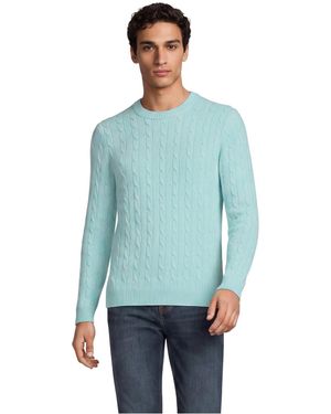 Lands' End Long Sleeve Cashtouch Cable Crewneck Sweater - Blue