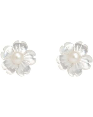 Macy's Imitation Pearl Stud Earrings Sterling - White
