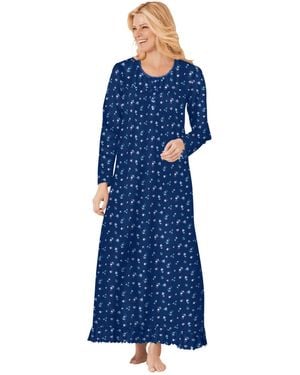 Dreams & Co. Plus Size Long-sleeve Gown - Blue