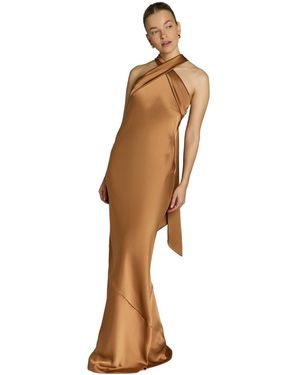 Rewritten Roma Maxi Halterneck Dress - Brown