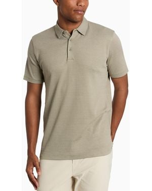 Kenneth Cole Slim-fit Two-toned Textured-knit Polo Shirt - Natural
