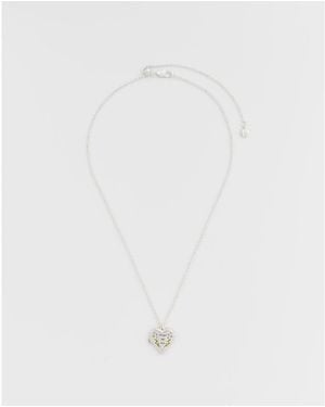 Fable England Forget Me Not Heart Locket Necklace - White