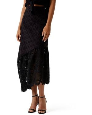 Guess Pull-on Flared Midi Skirt - Black