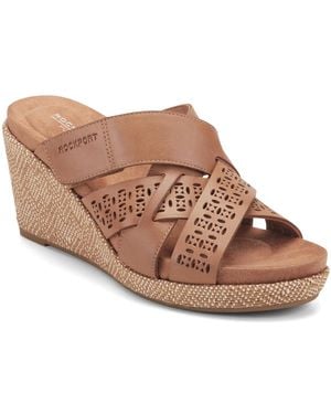 Rockport Britta Slip-on Casual Wedge Sandals - Brown
