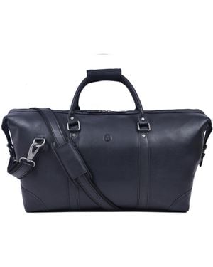 Aaron Leather Goods Luxury Handcrafted Leather Duffle By - Blue
