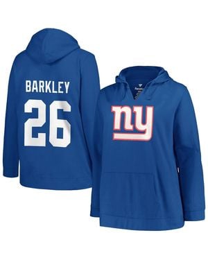 Profile Saquon Barkley New York Giants Plus Size Player Name And Number Pullover Hoodie - Blue