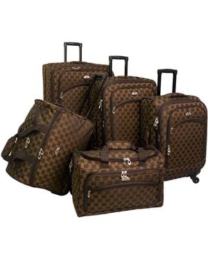 American Flyer Madrid 5 Piece Spinner luggage Set - Brown