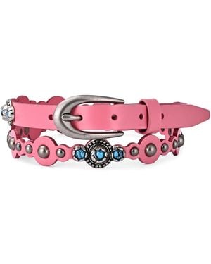 Old Trend Rosa Flourish Leather Belt - Pink