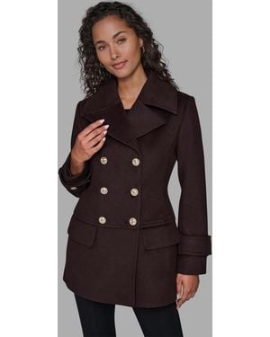 Karl Lagerfeld Dropped Waist Peacoat - Brown
