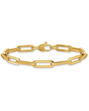 Curata Jewelry Solid 18k Gold Italian 7.5 Inch 5.3mm Squared Paperclip Link Bracelet - Metallic