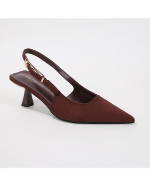 BERNESS Cassandra Faux Suede Kitten Heels - Brown