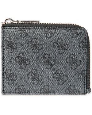 Guess Rfid Quatro G Zip Around Card Case Wallet - Gray