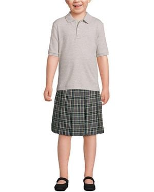 Lands' End Boys Short Sleeve Interlock Polo Shirt - Gray