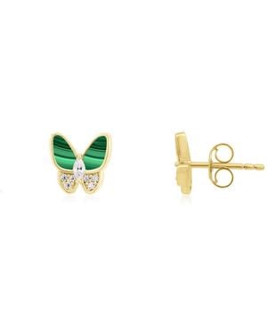 The Lovery Cz Butterfly Stud Earrings 14k Gold-plated Sterling Silver - Metallic