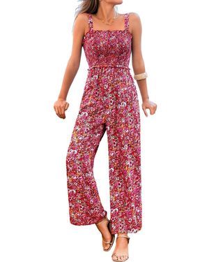 CUPSHE Saturday Night Floral Jumpsuit - Red