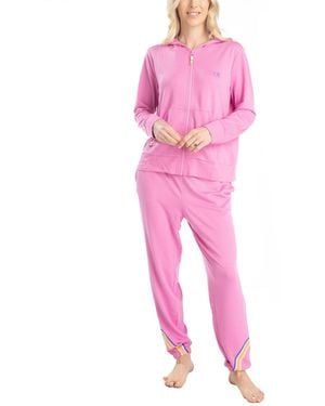 Ocean Pacific Day Breakers Hoodie Pj Set - Pink