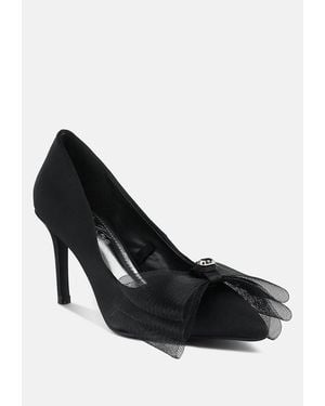 LONDON RAG Odette Diamante Embellished Bow Stiletto Pumps - Black