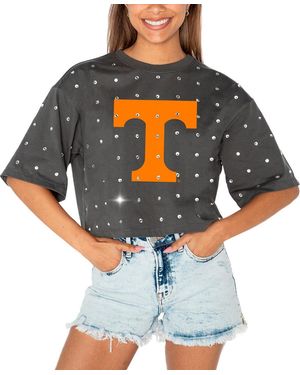 Gameday Couture Tennessee Volunteers Go Time Rhinestone Crop T-shirt - Gray