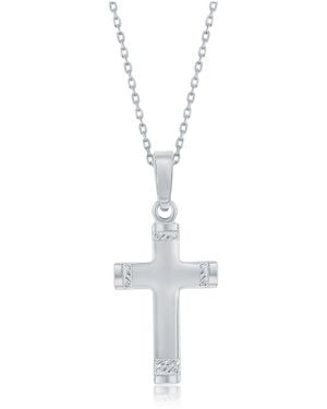 Simona Sterling Textured Cross Necklace - White