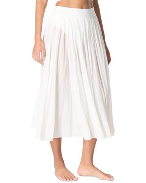 Carmen Marc Valvo Pleated Cover-up Midi Skirt - White