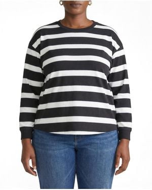 UNIVERSAL STANDARD Plus Size Long Sleeve Relaxed Tee - Black