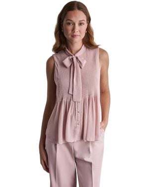 BCBGMAXAZRIA Sleeveless Tie-neck Pleated Blouse - Purple