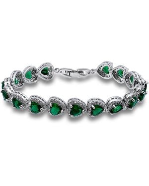 Macy's Cubic Zirconia Glass Heart Halo Link Bracelet - Green