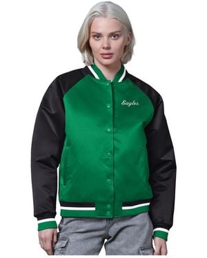 Starter Kelly Green/black Philadelphia Eagles Satin Full-snap Vintage Varsity Jacket