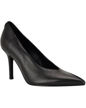 Guess Prinda V Cut Top Line High Heeled Stiletto Pumps - Black