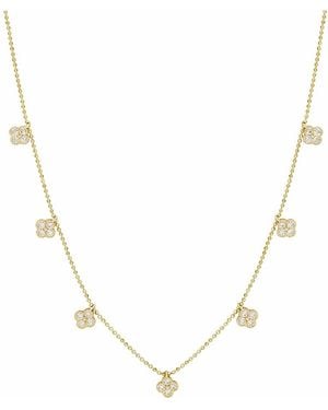 SUZY LEVIAN NEW YORK Sterling Silver Cubic Zirconia Clover Drop Station Necklace - Metallic