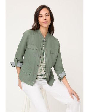 Olsen Collarless Safari Jacket - Green
