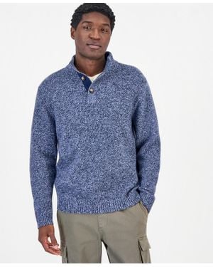 Sun & Stone Sun + Stone Mock Neck Quarter-placket Sweater - Blue