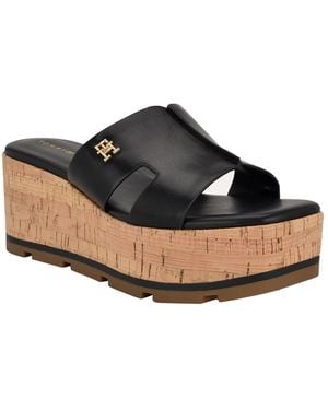 Tommy Hilfiger Heliena Platform Wedge Sandals - Black