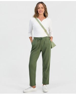 Style & Co. Petite Cotton Fleece Drawstring Sweatpants - Green
