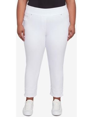 Ruby Rd. Plus Size Embroidered Extra Stretch Denim Jeans - White