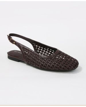 BERNESS Vesna Woven Slingback Flats - Brown