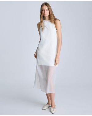 Kenneth Cole Sheer-overlay Midi Dress - White