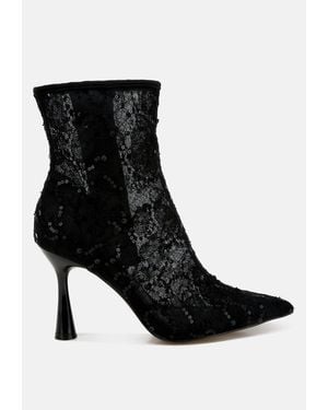 Rag & Co Samia Sequin Lace Boots - Black