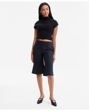 BarIII Pinstripe High-rise Knee-length Shorts - Blue